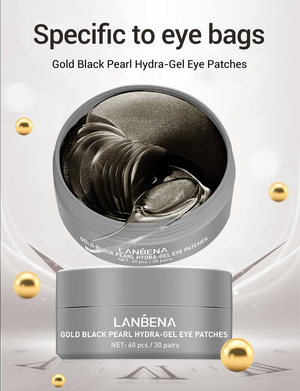 Lanbena Gold Black Pearl Hydra-gel Eye Patches