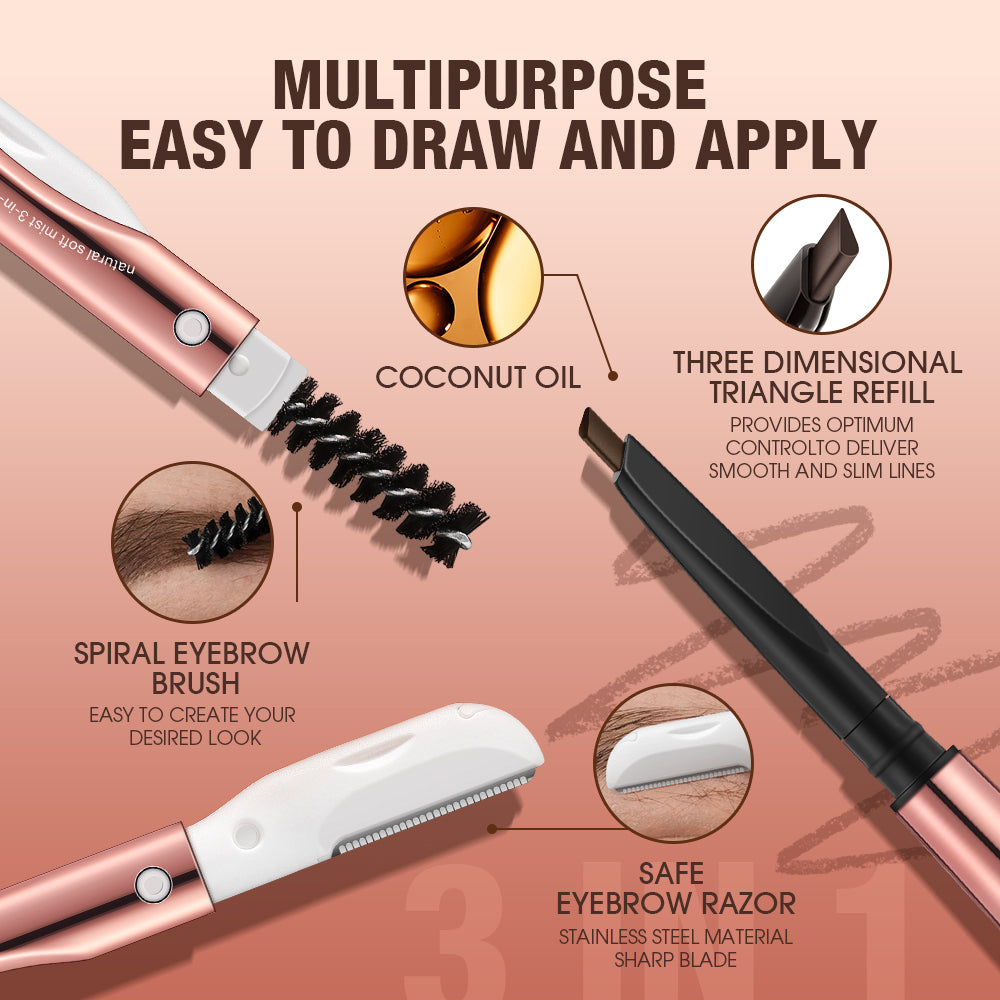 O.TWO.O Natural Soft Mist 3-In-1 Eyebrow Pencil