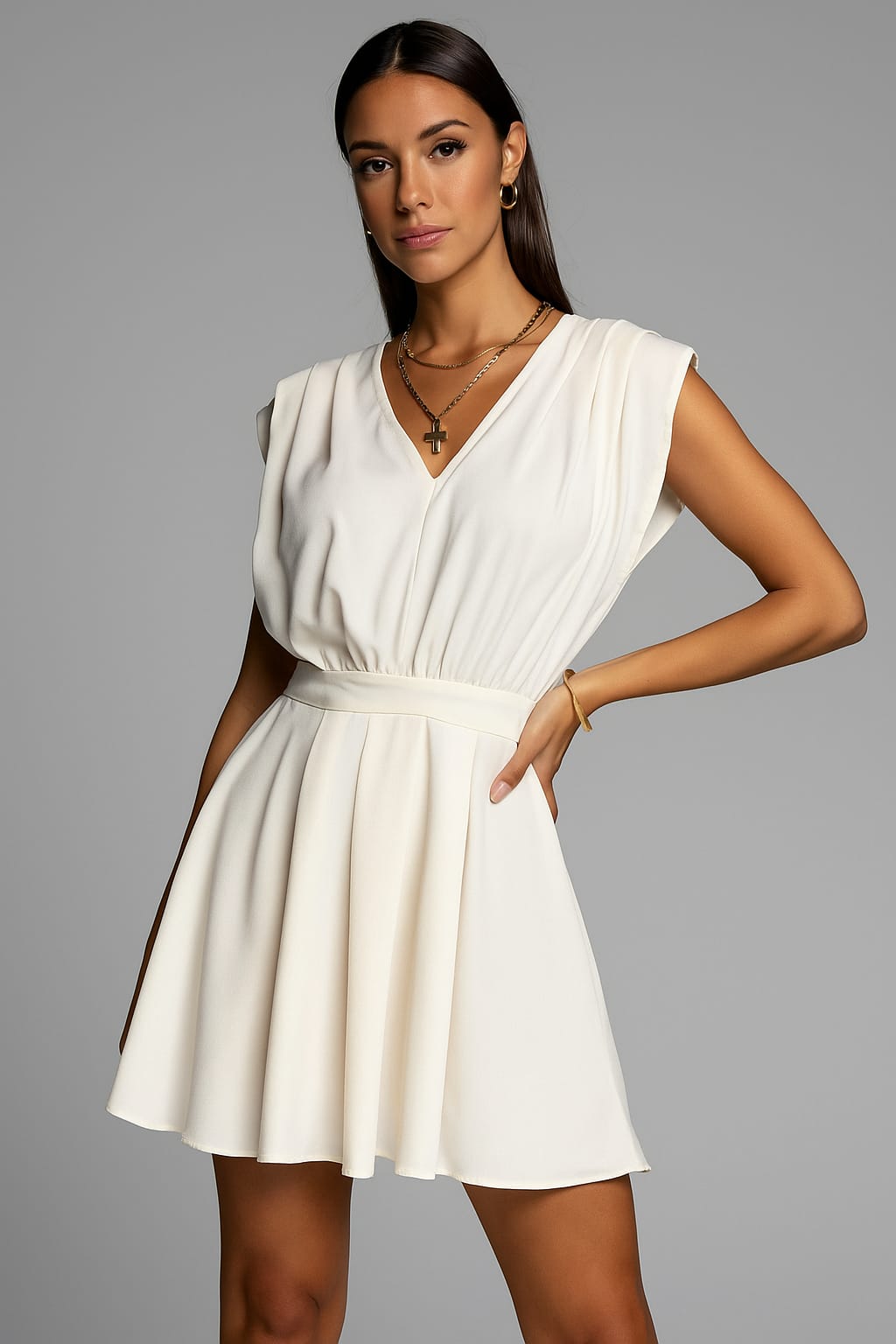 Cream Sleeveless Dress