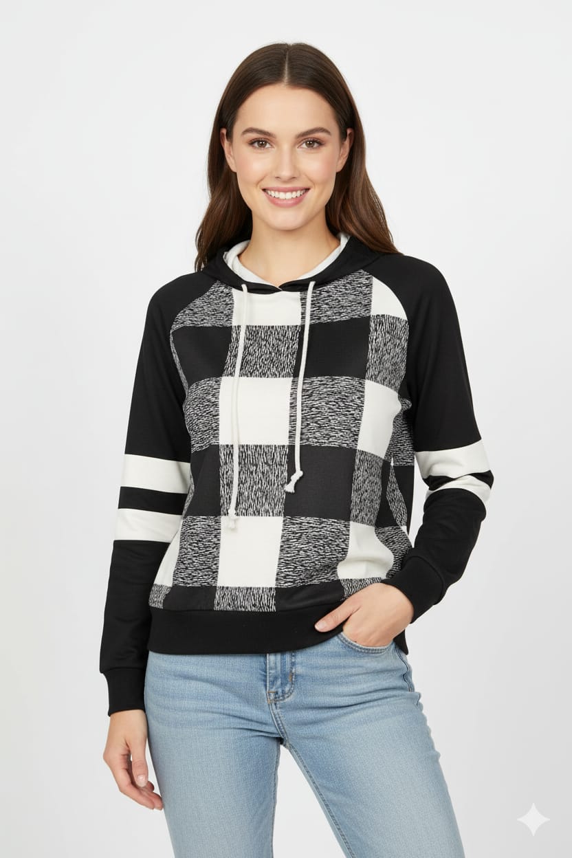 Checked & Striped Hoodie